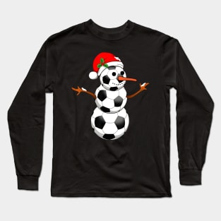 Soccer Santa Hat Snowman Christmas Lights Funny Xmas Squad Long Sleeve T-Shirt